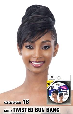 EQUAL PONYTAIL SWOOP SIDE BUN & BANG TWISTED BUN BANG - FRONT VIEW